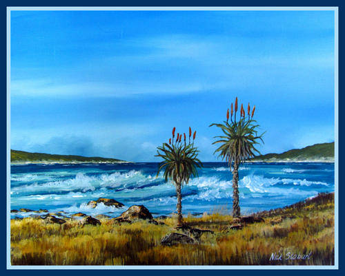 '' WATCHING FOR DOLPHINS '' Original signed carylic by Nick Stobart.