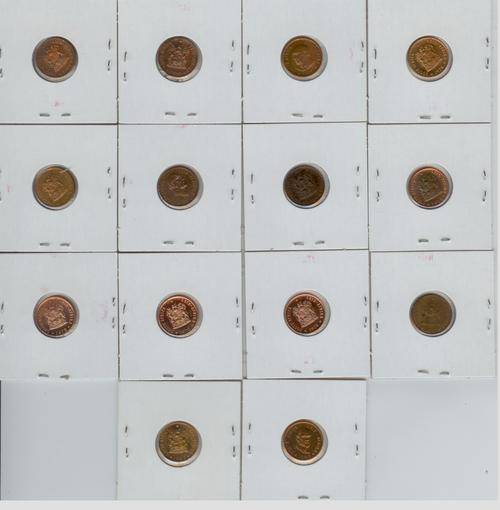 Bid per coin to take all - Seldom seen !! - Complete set 1/2c proofcoin set (1970 - 1983)