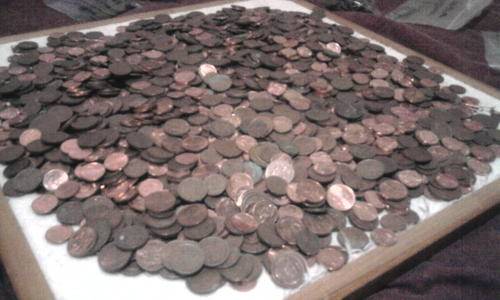 SOUTH AFRICA  3rd decimal 1c & 2c unsorted coins x 500