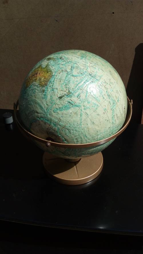 Old Globe on Brass Metal Stand