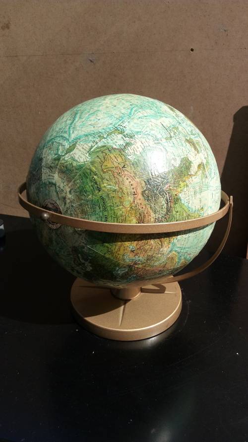 Old Globe on Brass Metal Stand