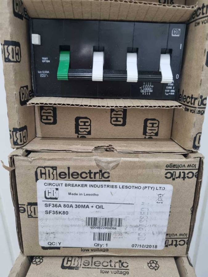 80A CBI SF35K80 Earth Leakage With Overload (BID PER PIECE)!!!