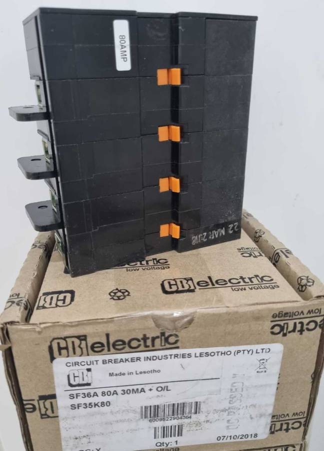 80A CBI SF35K80 Earth Leakage With Overload (BID PER PIECE)!!!