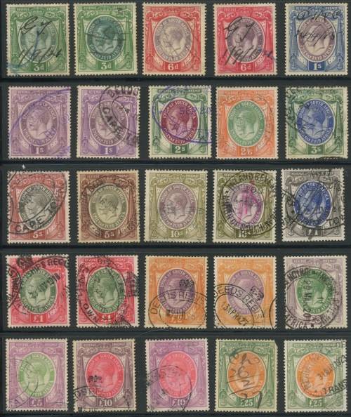 South Africa. KG V Large Format Revenue. Values to £25 (X 2) plus shades. Used