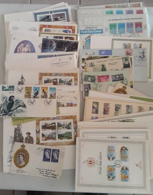 South Africa, Homelands, SWA, Zimbabwe. Box FDC's - Approx 15kg
