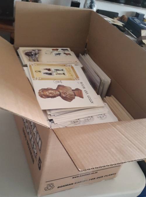 South Africa, Homelands, SWA, Zimbabwe. Box FDC's - Approx 15kg
