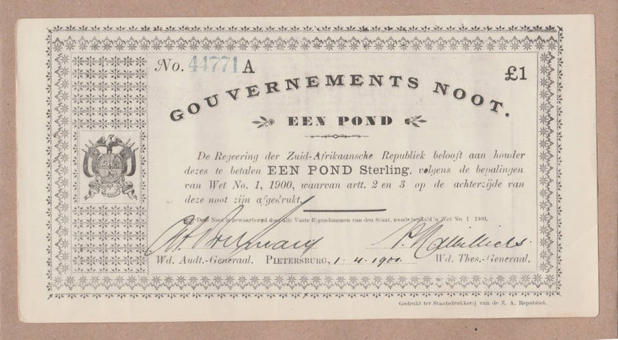 £1 Gouvernement Noots Pietersburg x 3 with sequential serial numbers, 1.4.1901. Superb condition