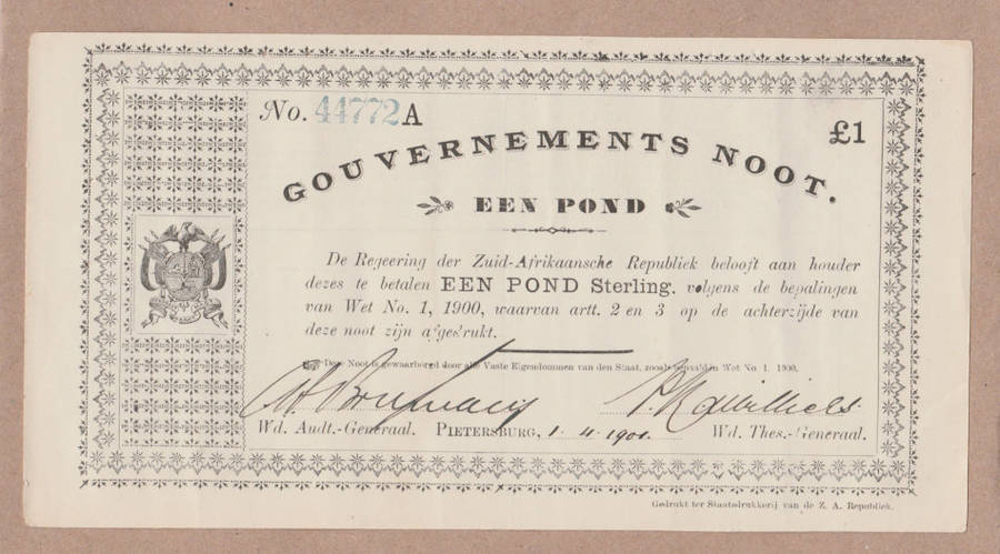 £1 Gouvernement Noots Pietersburg x 3 with sequential serial numbers, 1.4.1901. Superb condition