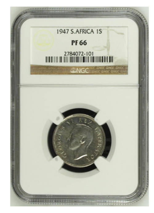 1947 SOUTH AFRICA 1S NGC GRADED PF 66 --- LOW POP INVESTMENT COIN --- RARE