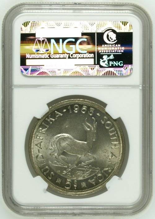 1953 South Africa 5S NGC graded MS64