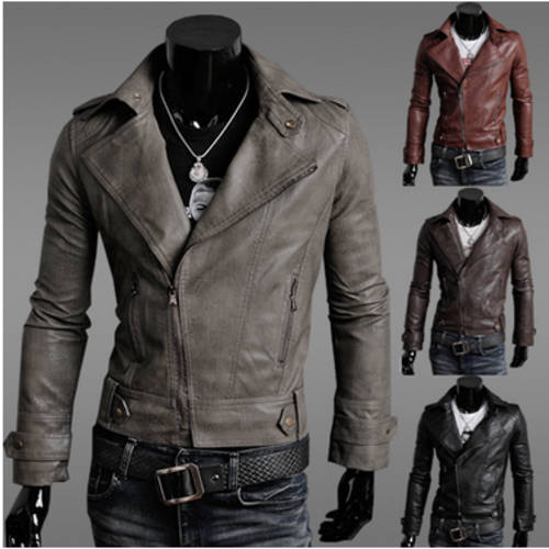 R1099 Fashion Biker Jacket, PU leather Men's coat