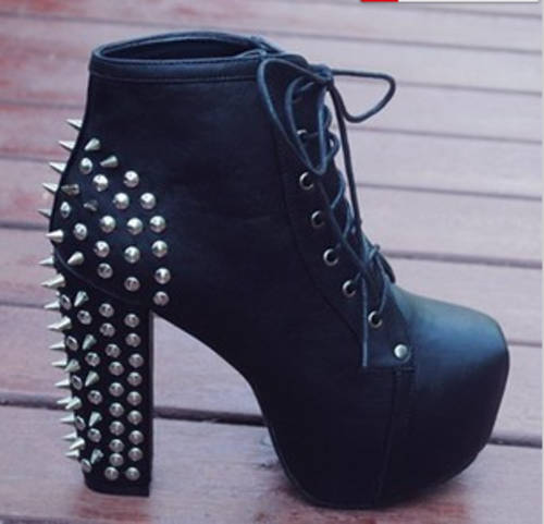 Women fasion punk boots, stud shoes--2 colors