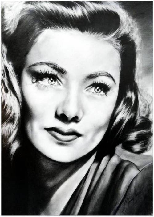 Original pencil portrait of Rita Hayworth