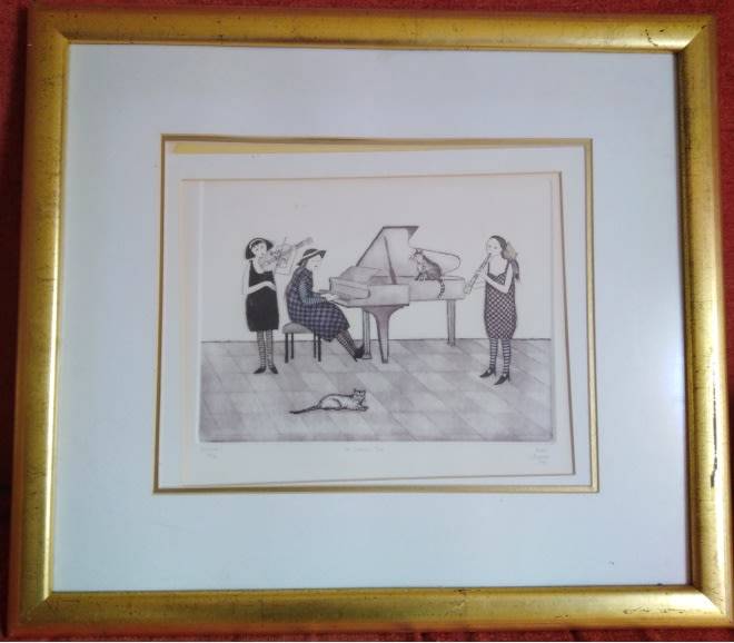 Anine Barnard Etching: The Chianelli Trio. 48/75. 1993. Signed by artist.