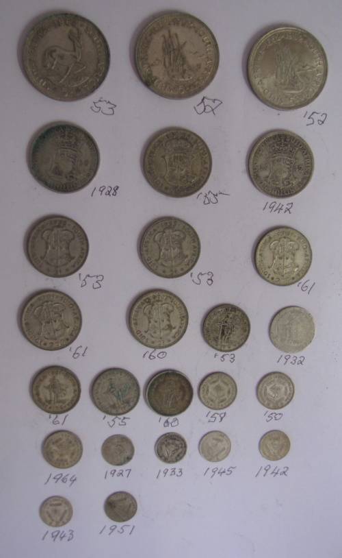 A Collection of 25 Silver Coins of the Union and Republic of South Africa