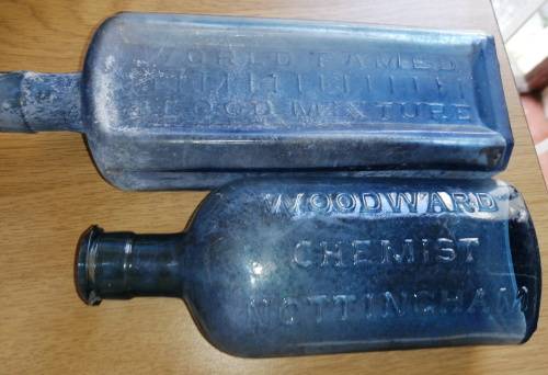 Vintage bottles: Woodward Nottingham and Lincoln and Clarkes Bloodmix