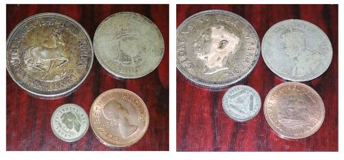 A Collection of notes from  Swaziland, Indonesia and coins from ZAR, SA and America