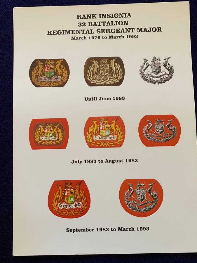 32 Bn Regimental Sergeant Major Collection - 1976 to 1993 - Medallions and Sketches (1 of 32 Exist)