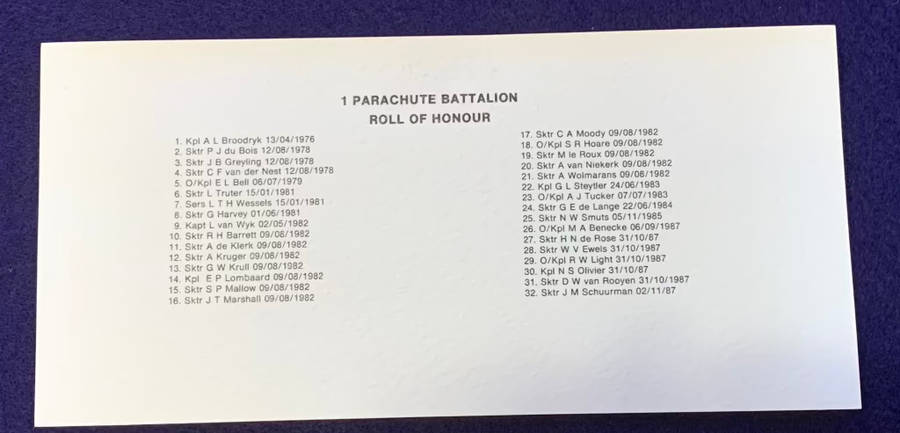 1 Parachute Battalion Full Set of First Day Covers - Numbered 469, with Roll Of Honour Scroll