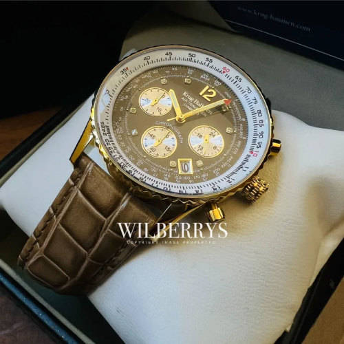 KRUG BAUMEN Men`s Air Traveller Diamond Watch 46mm Chocolate - Retail R10 000.00