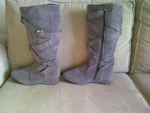 **Funky Ladies Suede Like Boots with Buckle & Strap Design**Size 6 ONLY**BRAND NEW**