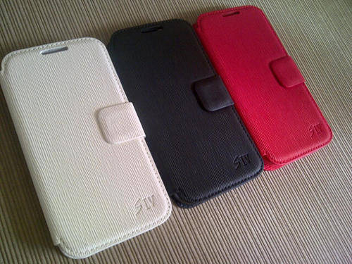 **Samsung Galaxy S4 Leather Look Covers**Ultra Slim Flip Case**White, Red***Holds 2 cards***