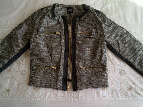 ***Stunning Ladies Black/Gold Emroidery Like Leather Look Jacket with Funky Design**M, L ONLY**