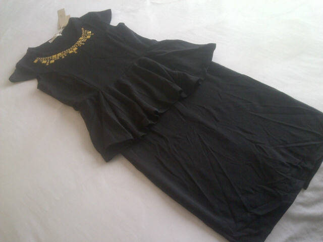 **Beautiful Ladies Top/Skirt Dress With Gold Stud Neckline & Belt***STUNNING***L**BRAND NEW***