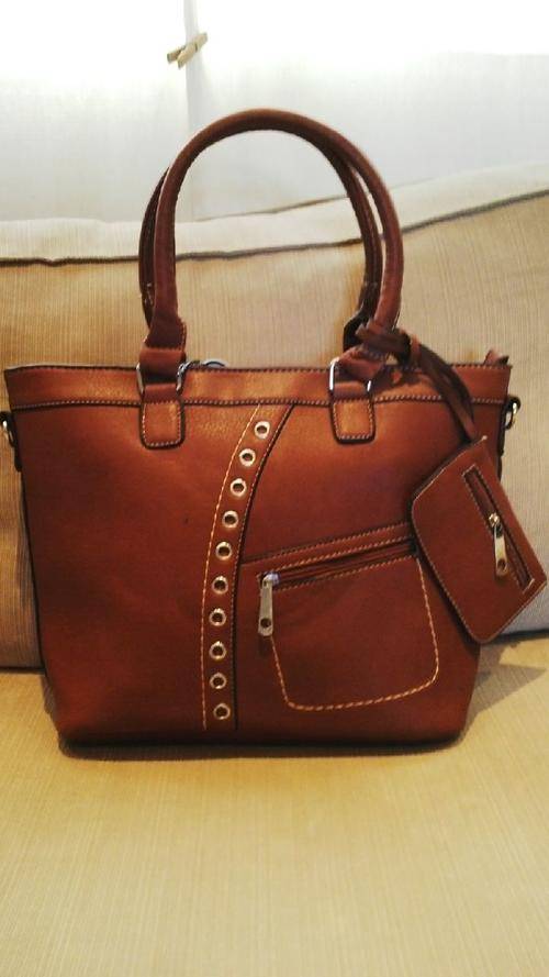 **Stunning Ladies TAN 3pc PU Leather Handbag Set**Beautiful Detail & Design**BRAND NEW**