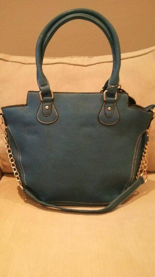 **NEW**Stunning Ladies BLUE/GOLD PU Leather Handbag With Beautiful Detail & Design**BRAND NEW**