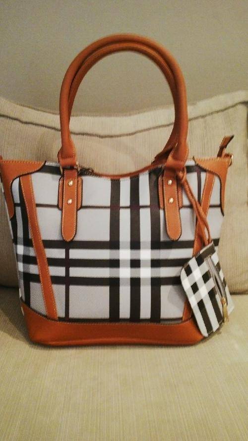 **NEW**Stunning Ladies GREY/TAN/BLACK 3PC Handbag With Beautiful Detail & Design**BRAND NEW**