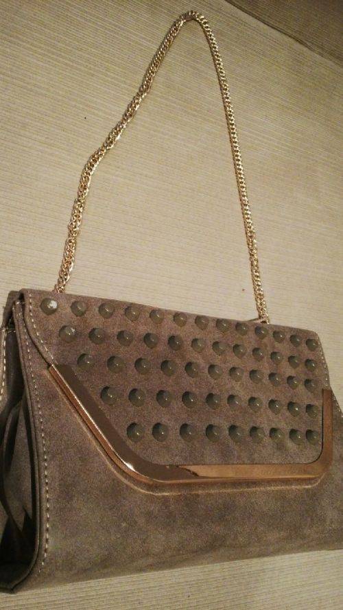 **STUNNING**Ladies BEIGE PU Leather Sling/Clutch Bag With Beautiful Detail & Design**BRAND NEW**
