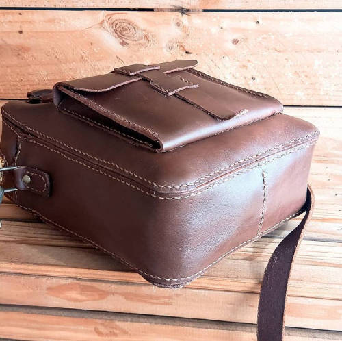 Genuine Leather Bag - Medium Carry On - Dark Brown