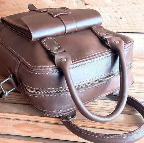 Genuine Leather Bag - Medium Carry On - Dark Brown