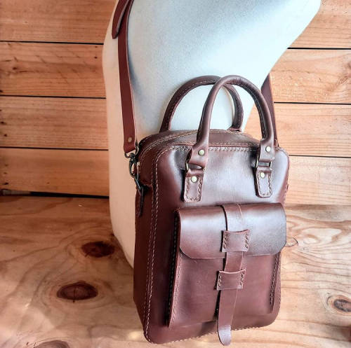 Genuine Leather Bag - Medium Carry On - Dark Brown