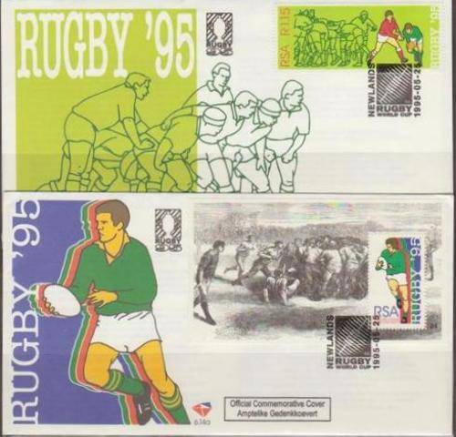SOUTH AFRICA RUGBY WORLD CUP 1995 FDCS X3