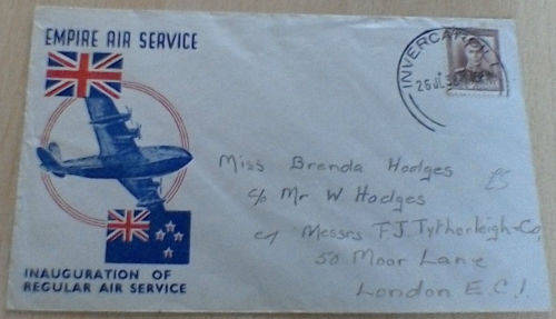 EMPIRE AIR SERVICE FIRST REGULAR AIR SERVICE NEW ZEALAND -LONDON DATED 26/7/38.