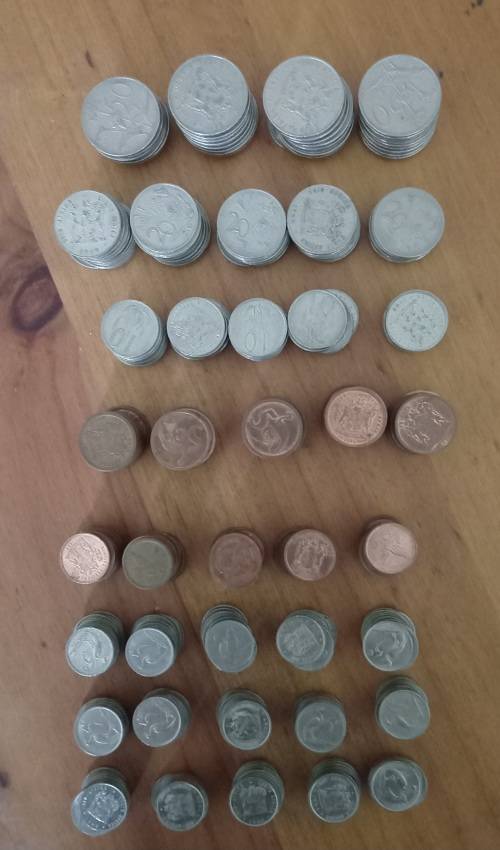 RSA BULK LOT OF 1.6KG OF COINS 1/2/5/10/20/50 CENTS-SEE DETAILS BELOW