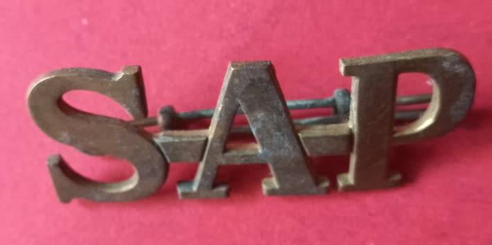 POLICE SAP BRASS BADGE THESE WERE USED UNTIL THE LATE 1970s