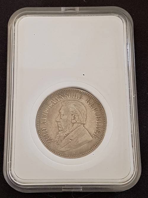 ZAR KRUGER 1896 HALF CROWN IN SLAB