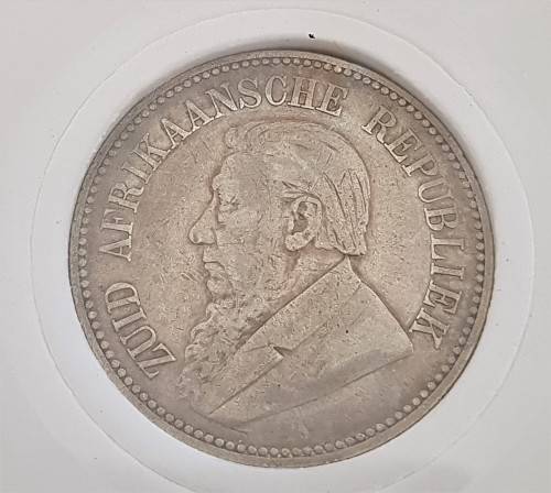 ZAR KRUGER 1896 HALF CROWN IN SLAB