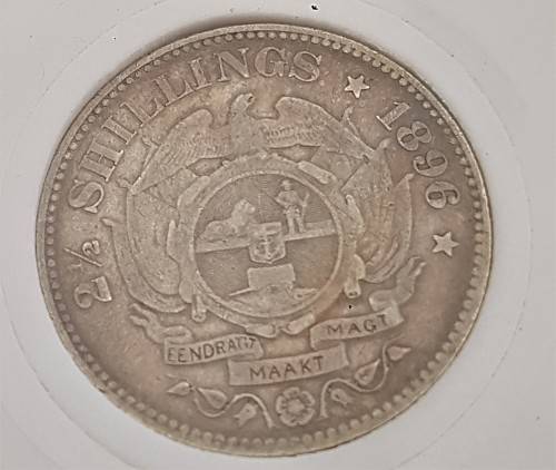 ZAR KRUGER 1896 HALF CROWN IN SLAB
