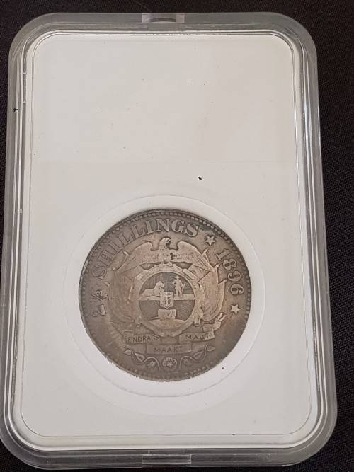 ZAR KRUGER 1896 HALF CROWN IN SLAB