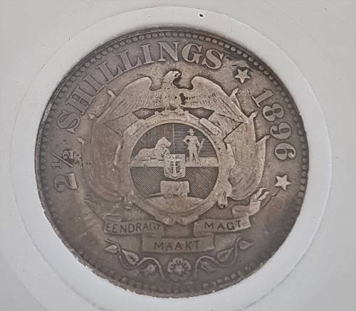 ZAR KRUGER 1896 HALF CROWN IN SLAB