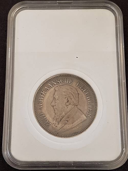 ZAR KRUGER 1896 HALF CROWN IN SLAB