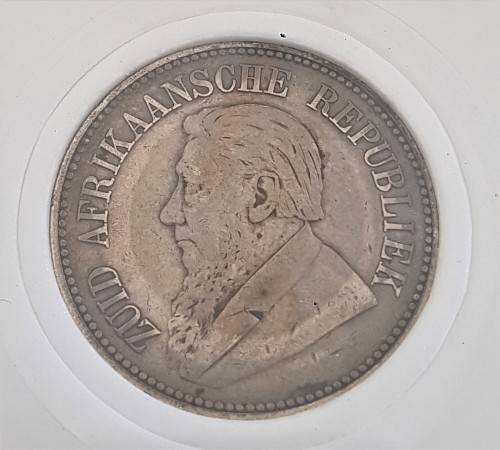 ZAR KRUGER 1896 HALF CROWN IN SLAB
