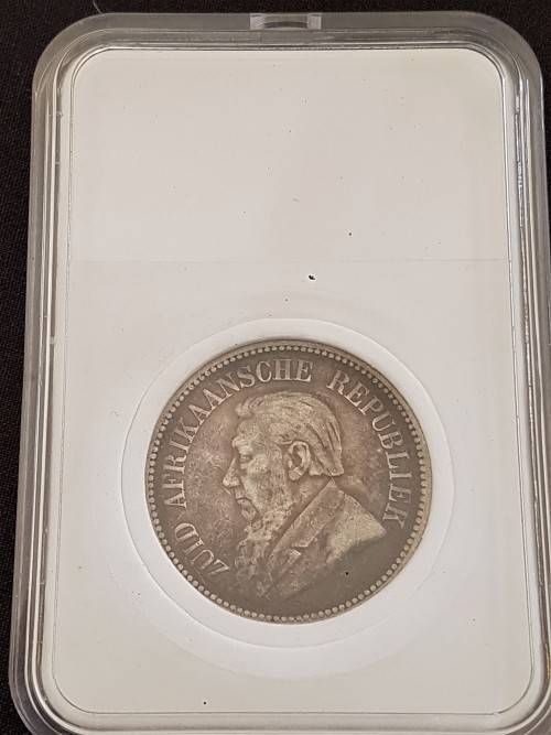 ZAR KRUGER 1897 HALF CROWN IN SLAB
