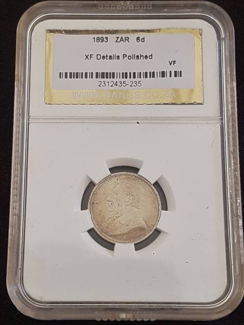 1893 6D GRADED XF DETAILS *KEYDATE*