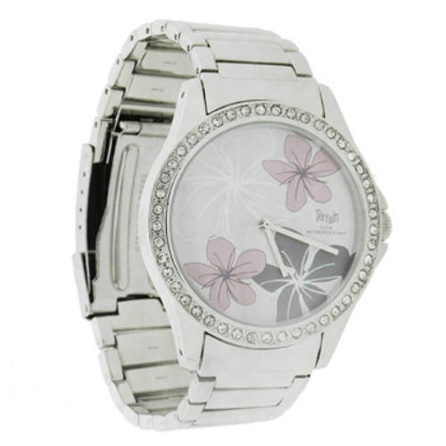 Brand New Ladies Silver Terrain watch with Lilac flower design- NO RESERVE - BARGAIN
