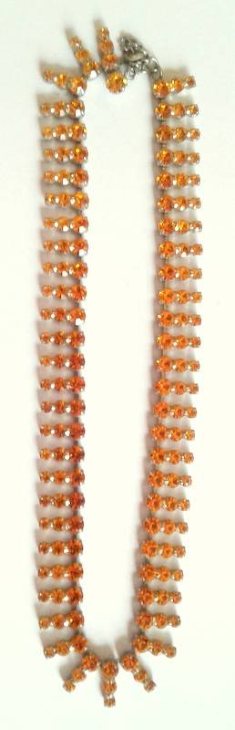 Vintage costume Necklace - Orange and full of sparkle